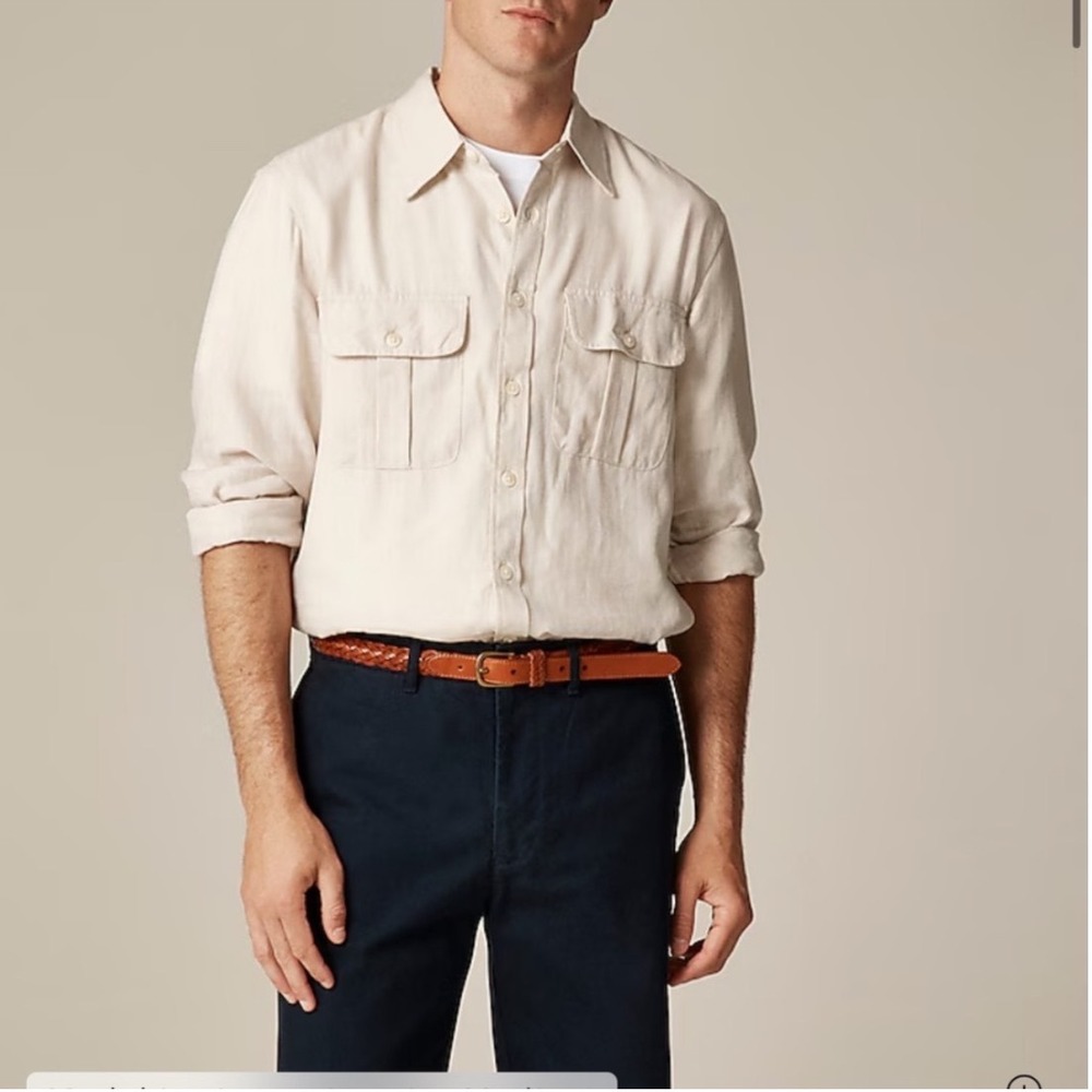 J. CREW Two-pocket herringbone workshirt in TENCEL™ lyocell-linen blend